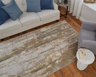 Tripoli Modern Abstract, Ivory/Gold/Brown, 5'x8' Area Rug