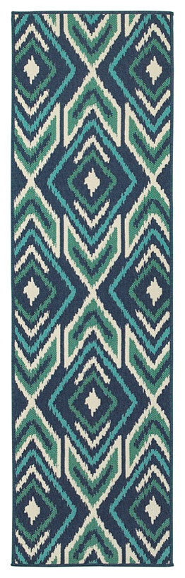 Meridian 2209B, Navy/Green, 7'10"x7'10"