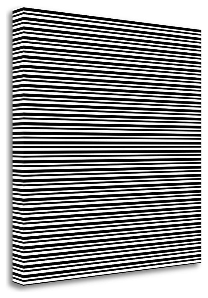 "Bw Stripes" By Linda Woods, Giclee Print on Gallery Wrap Canvas, Ready to Hang