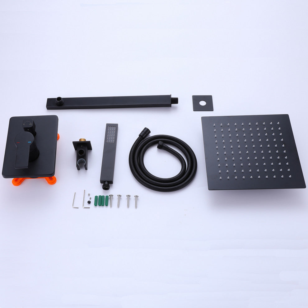 Pressure Balanced Shower System with Handheld Shower, Matte Black
