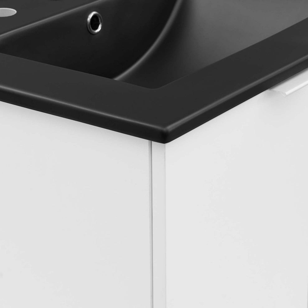 Maybelle 24" Wall-Mount Bathroom Vanity White Black