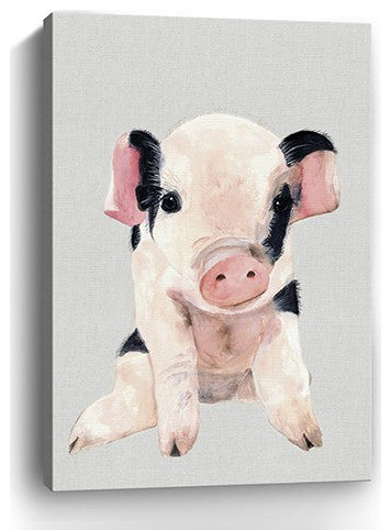 36" Cute Pink Piglet Canvas Wall Art