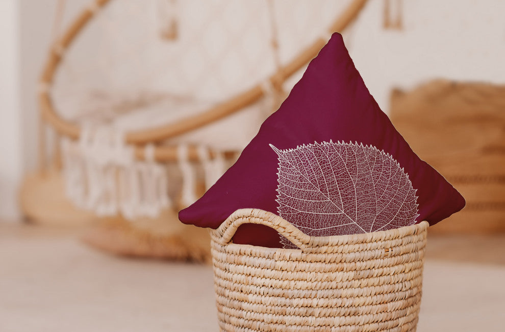 Leaf Study Indoor/Outdoor Throw Pillow, Plum, 18"x18"