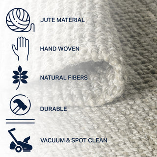 Pata Hand Woven Chunky Jute Gray 7' Square Area Rug
