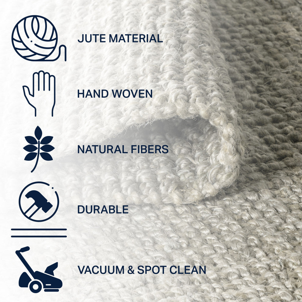 Pata Hand Woven Chunky Jute Gray 7' Square Area Rug