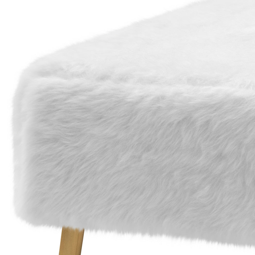 Soft-Touch Faux Fur Bedroom Bench, White