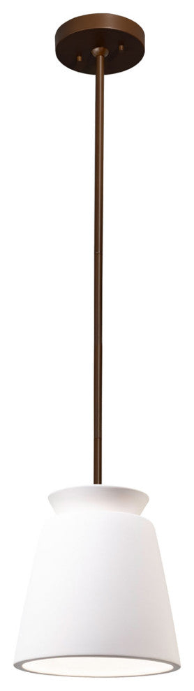 Small Trapezoid Pendant, Bisque, Dark Bronze, Incandescent