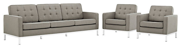 Modern Granite Loft Living Room Set Upholstered Fabric, 3-Piece Set