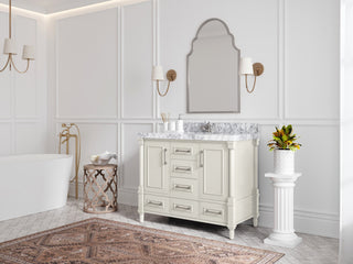 Aberdeen 42" Single Sink Bath Vanity, Alabaster 2" Calacatta Sienna