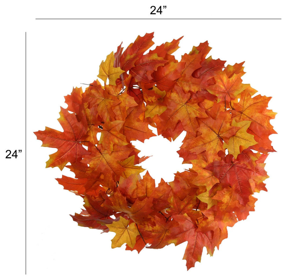 24" Maple Leaf Wreath - Fall Door, Thanksgiving