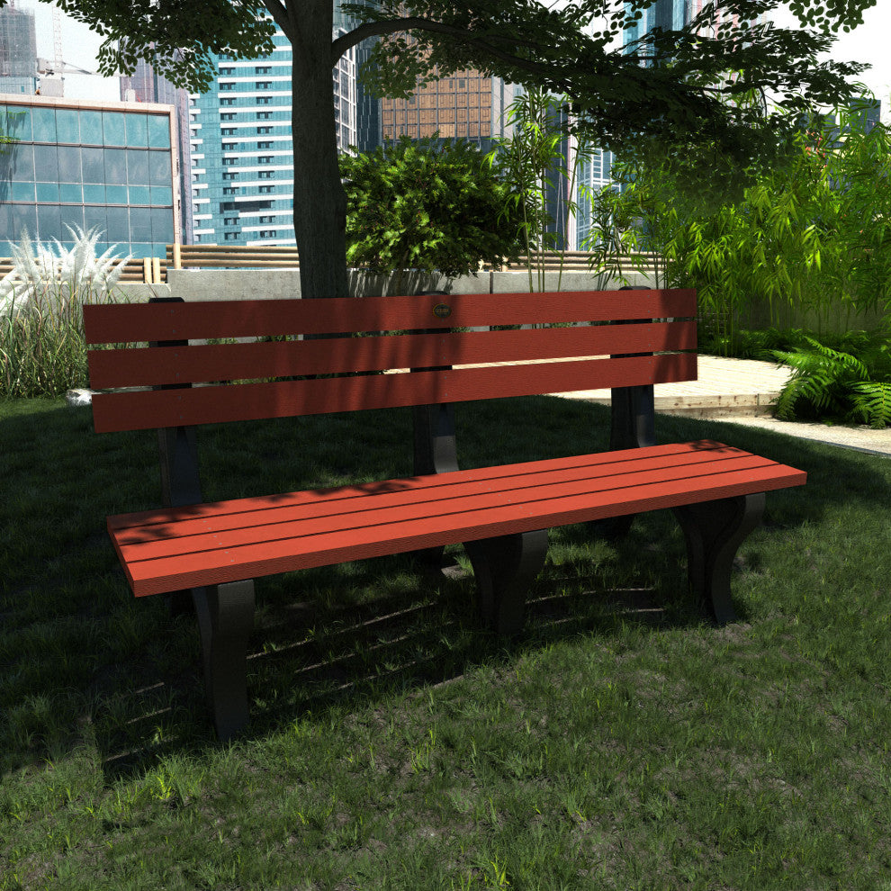 Aurora Traditional 6' Park Bench, Rustic Red