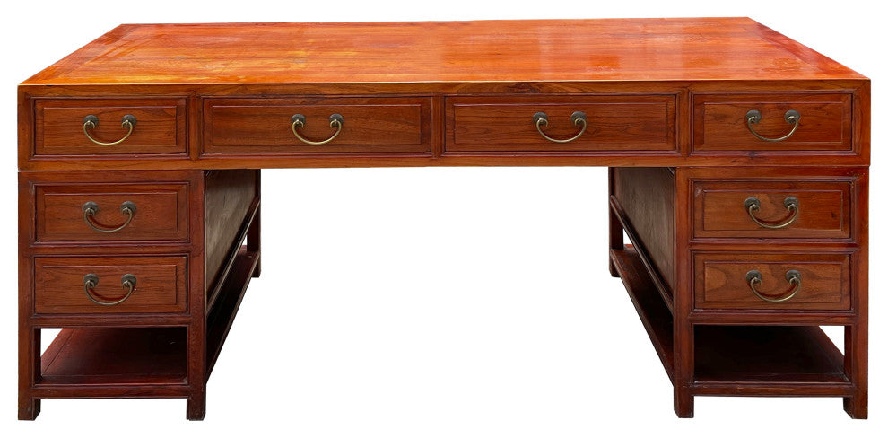 Chinese Brown Drawers Base Top Wood Editor Office Writing Desk Table Hcs7628