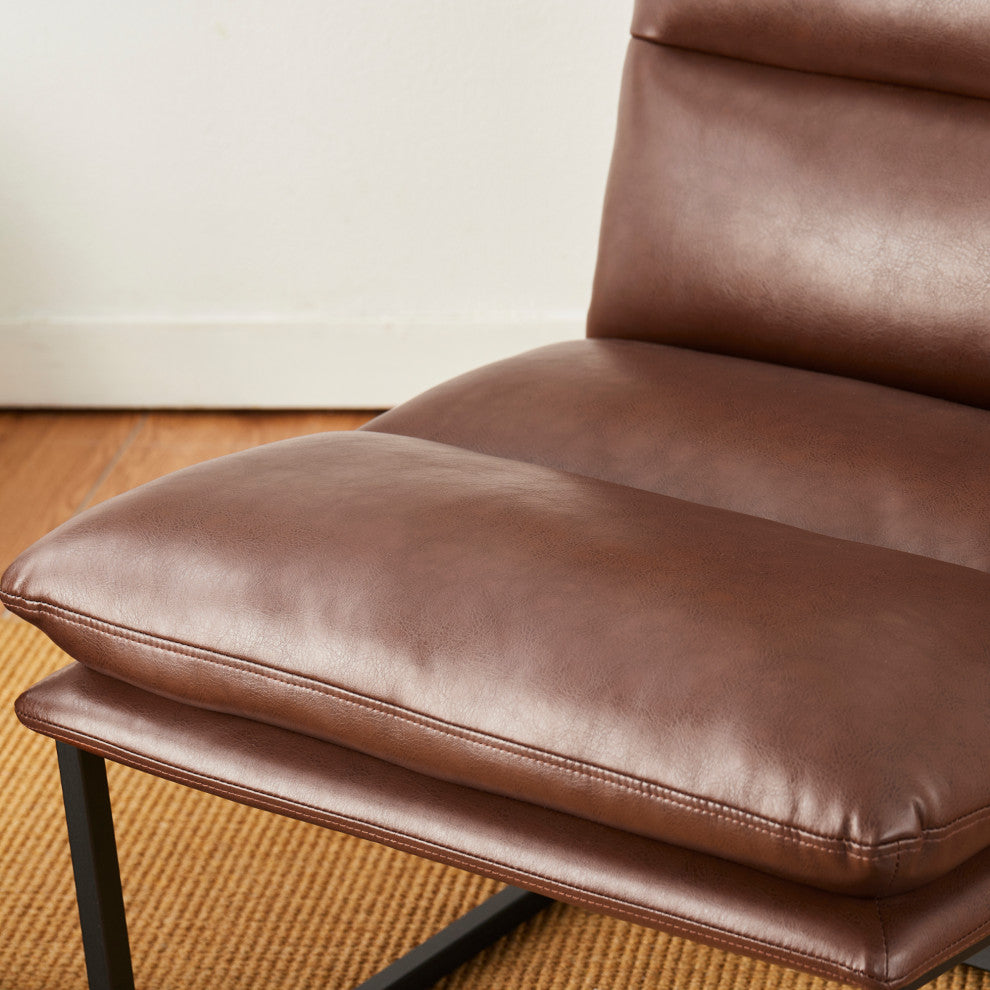Set of 2 Modern Thick Leatherette Accent Chair, Coffee