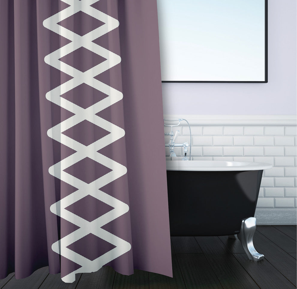 Zipper Stripe Dusty Purple 70" w x 73" h Shower Curtain