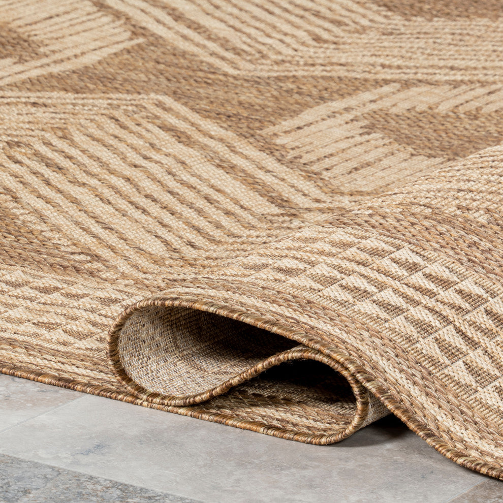 Nuloom Ranya Tribal Indoor/Outdoor Contemporary Area Rug, Light Brown 2'X8'