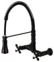 Two-Handle Wall-Mount Pull-Down Sprayer Kitchen Faucet, Oil Rubbed Bronze