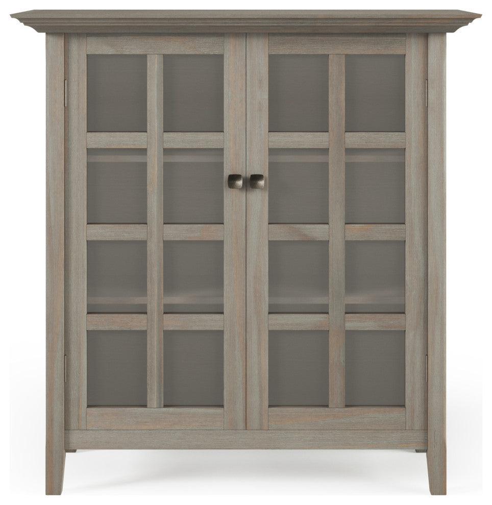 Acadian Solid Wood 39 Inch Wide Medium Storage Cabinet In Distressed Grey