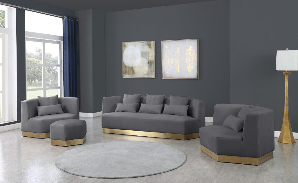 Marquis Velvet Upholstered Set, Gray, Sofa