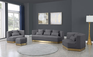 Marquis Velvet Upholstered Set, Gray, Sofa