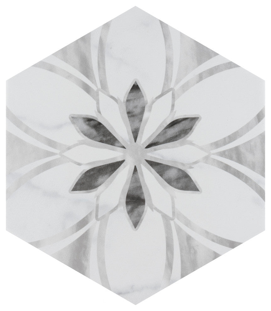 Classico Bardiglio Hexagon Dahlia Light Porcelain Floor and Wall Tile