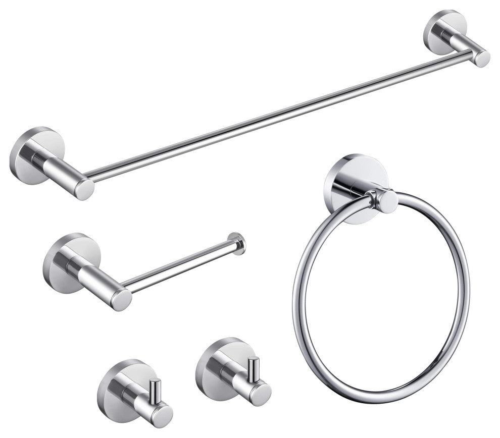Circular 5-Piece Bathroom Hardware Set, Chrome