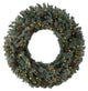 4' Large Flocked Faux Xmas Wreath W/Pinecones, Clear Lights & Bendable Branches