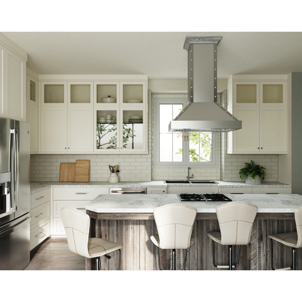 Cavaliere 30" Island Mounted Range Hood 900 CFM Brushed Stainless Steel LED