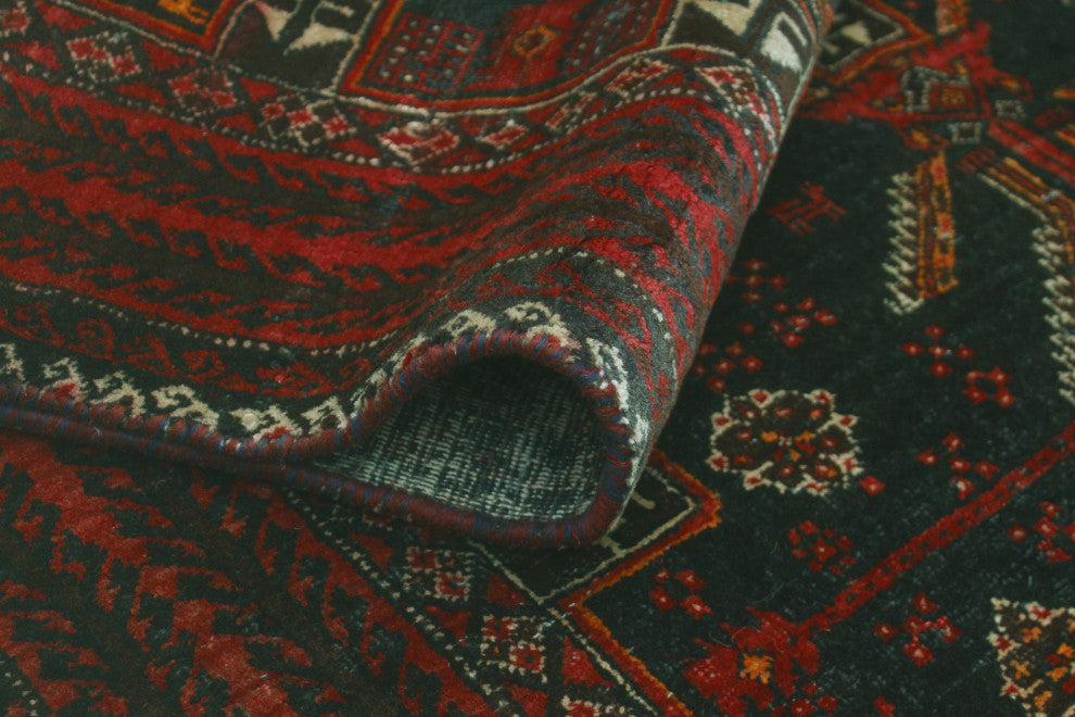 Fine Vintage Distressed Annahi Charcoal/Red Runner, 3'2 x 5'9