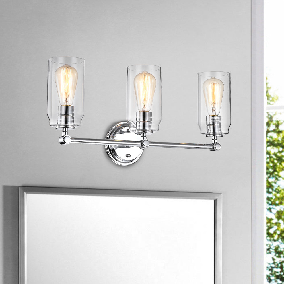 CHLOE Lighting Joyce Contemporary 3-Light Bath Vanity Fixture, Chrome