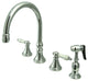 Kingston Brass Widespread Kitchen Faucet With Brass Sprayer, Polished Chrome