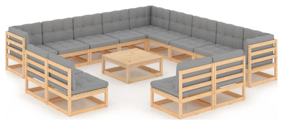 Vidaxl 14 Piece Garden Lounge Set With Cushions Solid Pinewood