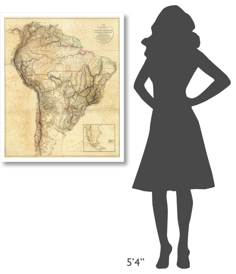 "South America, 1814" Digital Paper Print by Aaron Arrowsmith, 31"x38"