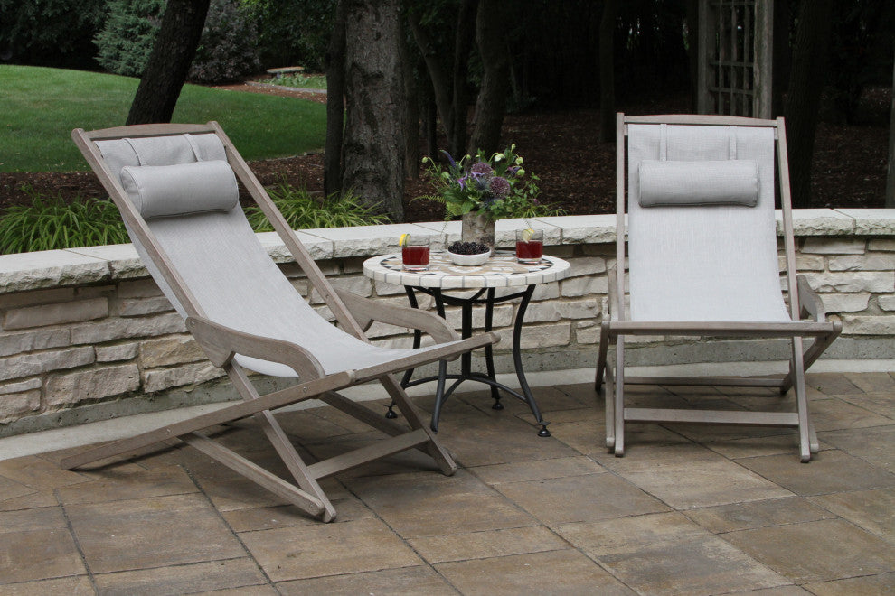 2-Piece Gray Wash Eucalyptus Folding Swing Lounger Set
