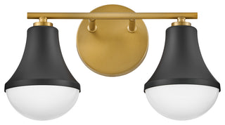 Lark Haddie 14.5" Modern Two-Light Bath Vanity, Black + Lacquered Brass