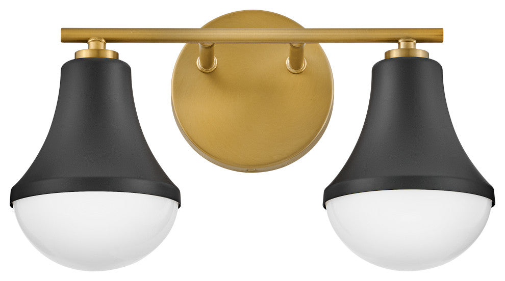 Lark Haddie 14.5" Modern Two-Light Bath Vanity, Black + Lacquered Brass