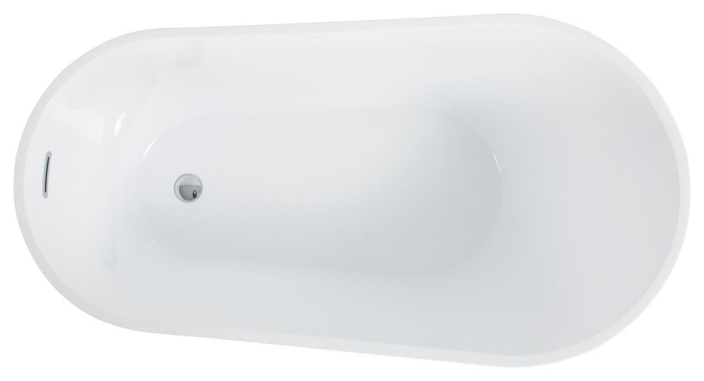 59" x 31" Acrylic Freestanding Soaking Single Slipper Bathtub in White