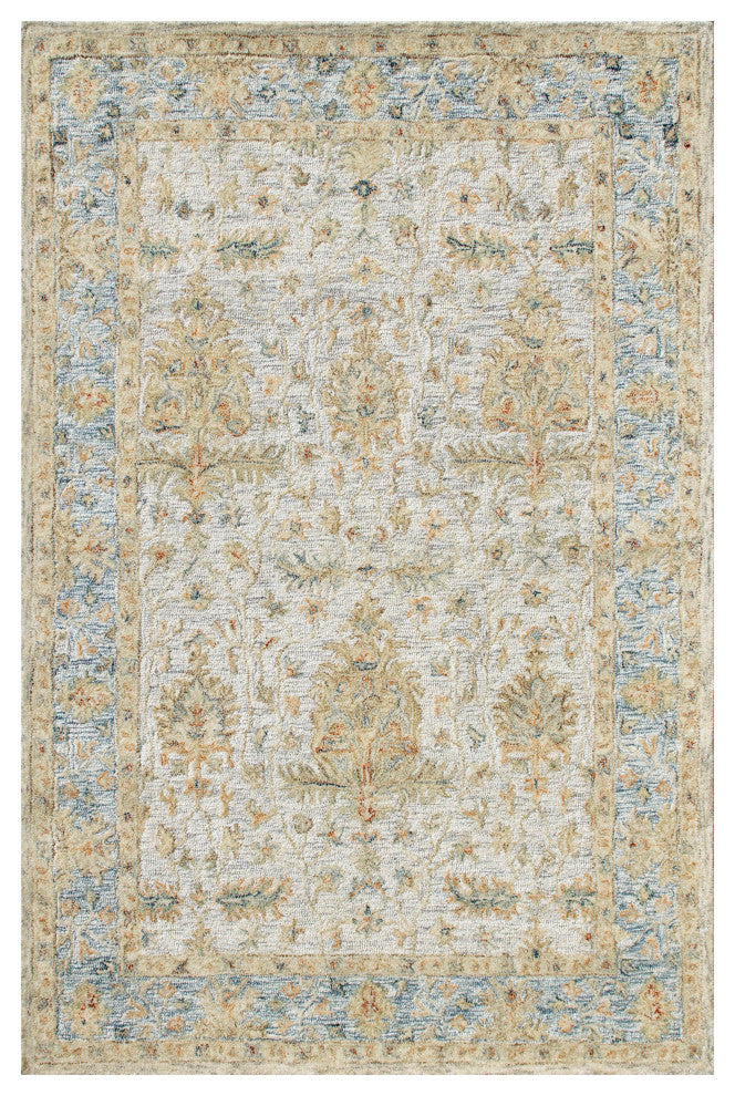 Ox Bay Vin Mel Abstract Hand-Tufted Area Rug, Ivory/Blue, 5' x 7'9"