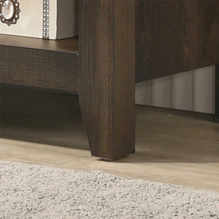 6 Open Shelves Rectangle TV Stand, Dark Dusty Brown