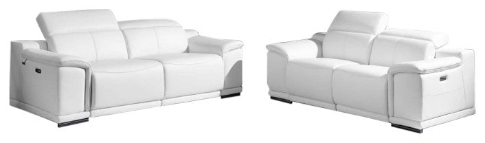 Veneto Italian Leather Power Reclining 2-Piece Set White