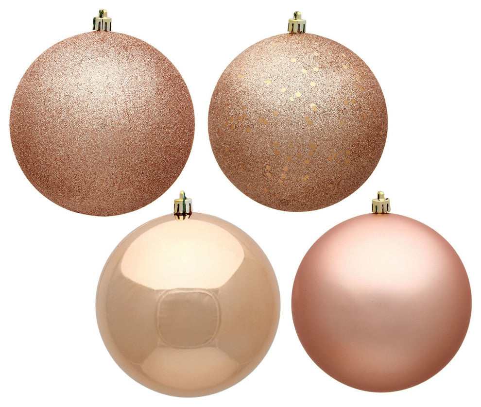 6" Rose Gold 4 Finish Orn Asst 4/Bag