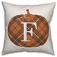 Plaid Pumpkin Monogram F 18x18 Spun Poly Pillow