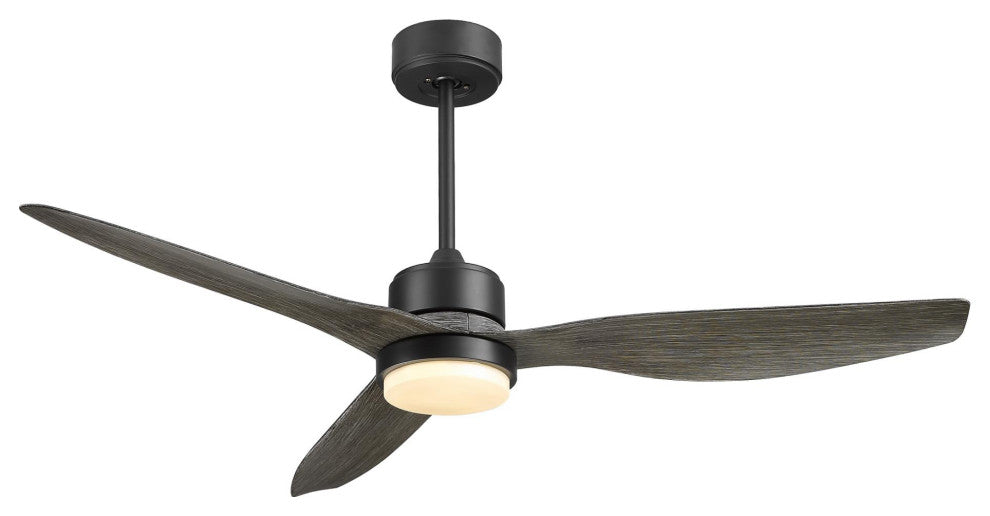 52'' 3 - Blade LED Propeller Ceiling Fan with Remote Control and Light Kit, Wood