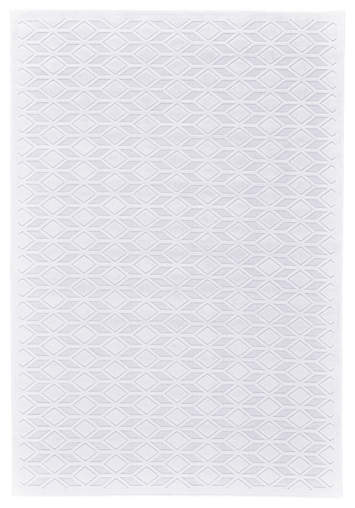 Weave & Wander Qazi Textured Lustrous Geometric Rug, White, 7'6"x10'6"