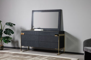 Modrest Athena and Rothsay Modern Grey Fabric, Wenge, Gold Bedroom Set