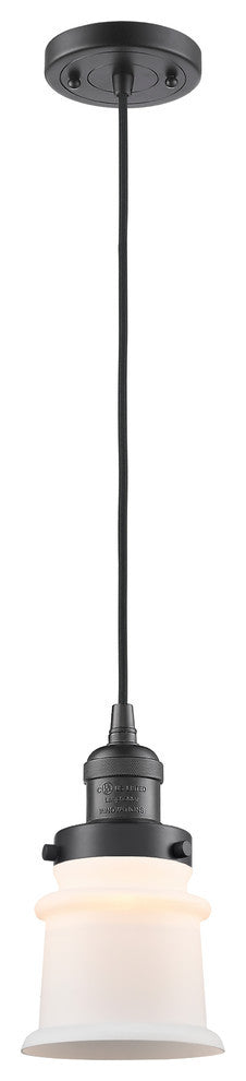 Small Canton 1-Light Mini Pendant, Oil Rubbed Bronze, Matte White