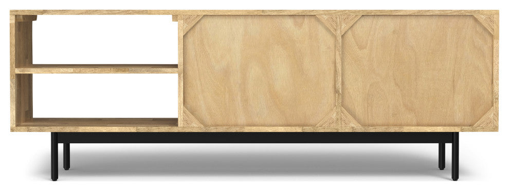 Reeves Solid Mango Wood TV Media Stand, Natural For TVs up to 65 inches