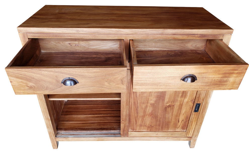 Waxed Teak Wood Rhone Buffet / Media Center, Small