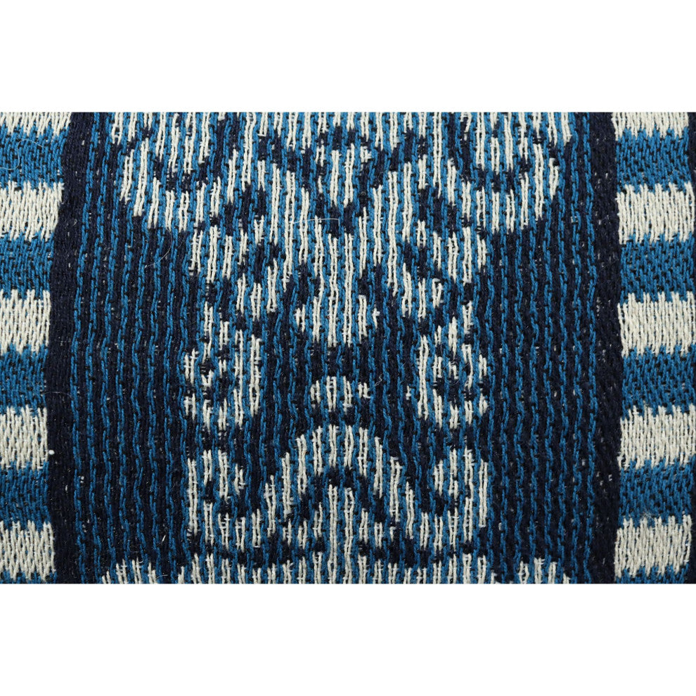 Blue Machine Woven with Tassels Derbigny Throw Pillow, 16" x 26"
