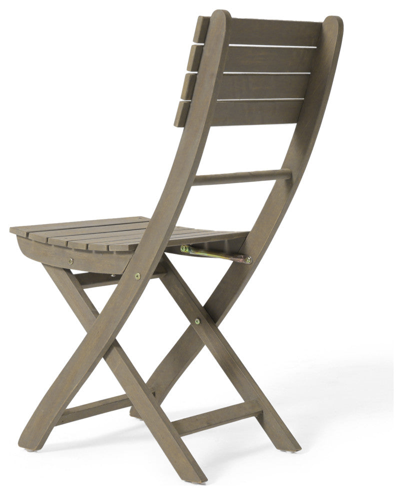 GDF Studio Vicaro Outdoor Gray Acacia Wood Foldable Dining Chairs, Set of 4