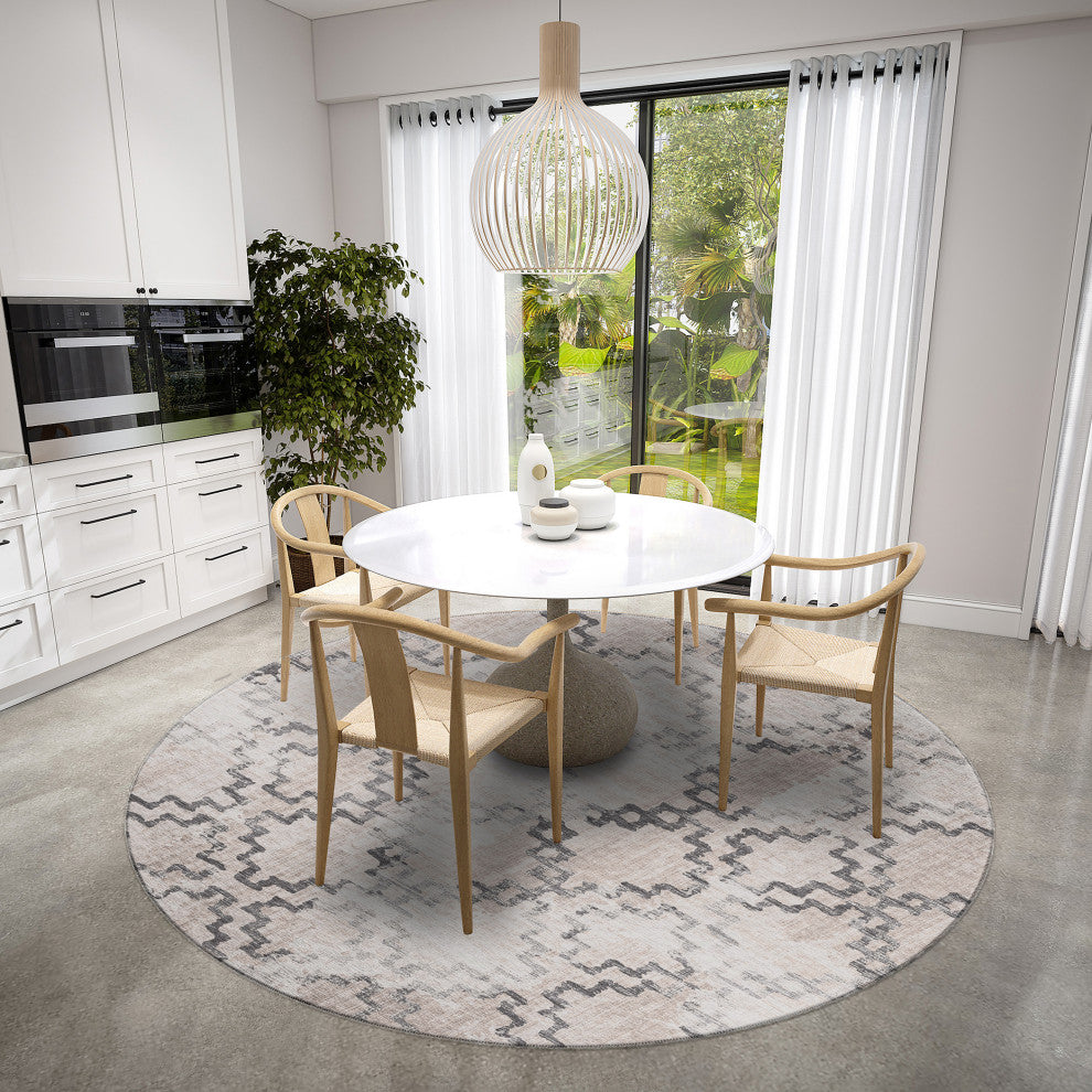 Indoor/Outdoor Sedona SN15 Stucco Machine Washable 8' x 8' Round Rug